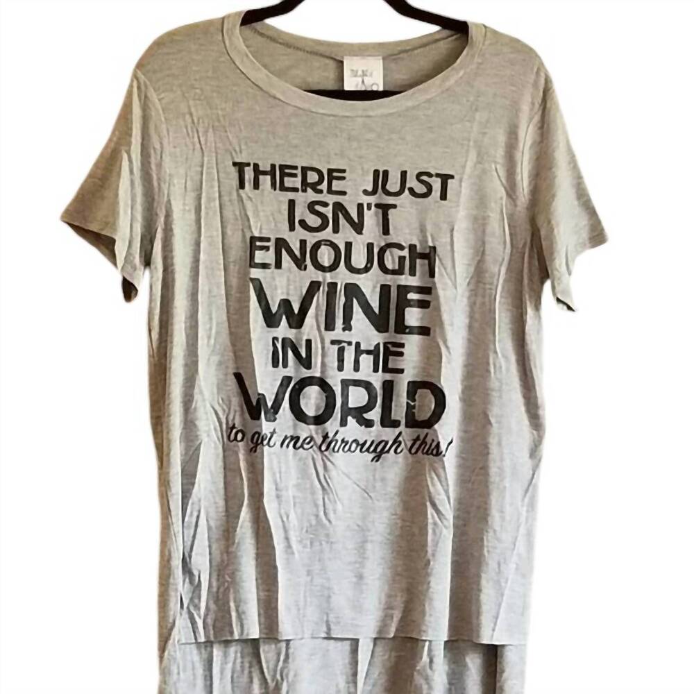 NEW BLING A GOGO women's not enough wine t-shirt in grey